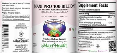 Maxi Health Maxi Pro 100 Billion product packaging