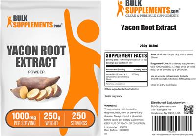 BulkSupplements.com Yacon Root Extract Powder 1000 mg product packaging
