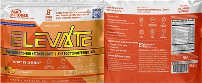 Real Ketones Elevate Orange Flavored source label used in the packaging illustration