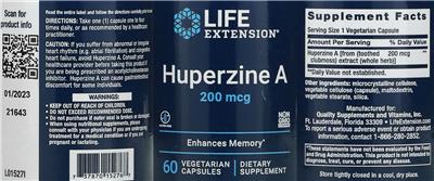 Life Extension Huperzine A 200 mcg product packaging