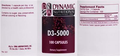 DNA Dynamic Nutritional Associates D3-5000 product packaging