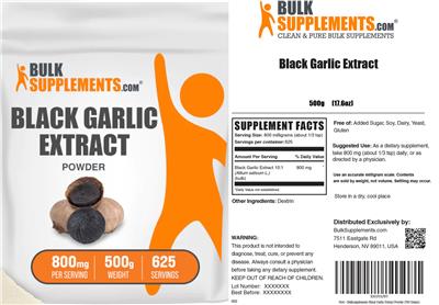 BulkSupplements.com Black Garlic Extract Powder 800 mg product packaging