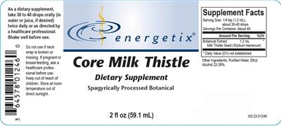 Energetix Core Milk Thistle source label used in the packaging illustration