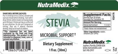 NutraMedix Stevia source label used in the packaging illustration
