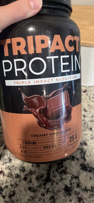 Nutrology TriPact Protein Creamy Chocolate source label used in the packaging illustration