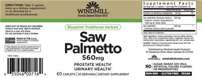 Windmill Saw Palmetto 560 mg source label used in the packaging illustration