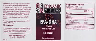DNA Dynamic Nutritional Associates EPA-DHA source label used in the packaging illustration