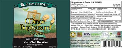 Plum Flower Minor Bupleurum Teapills source label used in the packaging illustration