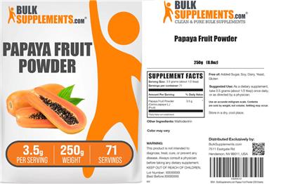 BulkSupplements.com Papaya Fruit Powder 3.5 g product packaging