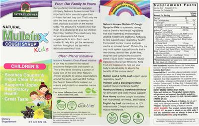 Nature's Answer Natural Mullein-X Cough Syrup Kids source label used in the packaging illustration