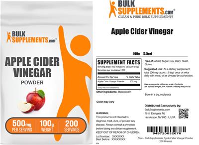 BulkSupplements.com Apple Cider Vinegar source label used in the packaging illustration