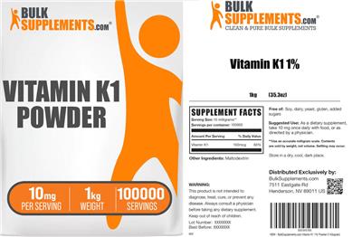 BulkSupplements.com Vitamin K1 Powder 10 mg product packaging