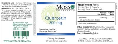Moss Nutrition Quercetin 300 mg product packaging