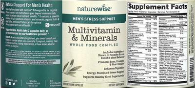 NatureWise Multivitamin & Minerals Men's Stress Support source label used in the packaging illustration
