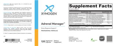 XYMOGEN Adrenal Manager source label used in the packaging illustration