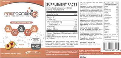 Kramer Novis PreProtein 15 g Peach source label used in the packaging illustration