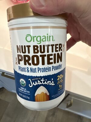 Orgain Nut Butter Protein Vanilla Almond Butter source label used in the packaging illustration