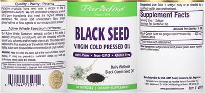 Paradise Black Seed product packaging