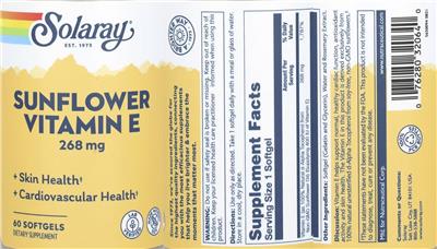 Solaray Sunflower Vitamin E 268 mg product packaging