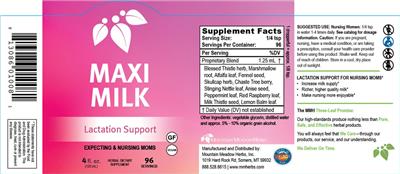 Mountain Meadow Herbs Maxi Milk source label used in the packaging illustration