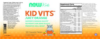 NOW Kids Kid Vits Juicy Orange source label used in the packaging illustration