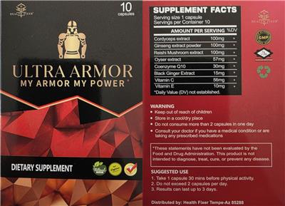 Health Fixer Ultra Armor source label used in the packaging illustration