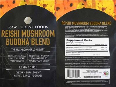 Raw Forest Foods Reishi Mushroom Buddha Blend product packaging