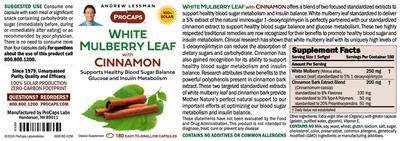 ProCaps White Mulberry Leaf with Cinnamon source label used in the packaging illustration