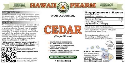 Hawaii Pharm Cedar Non-Alcohol source label used in the packaging illustration