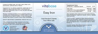 Vitabase Easy Iron source label used in the packaging illustration