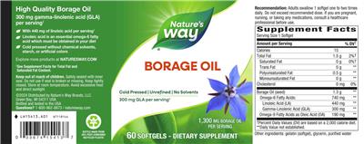 Nature's Way Borage Oil 1300 mg source label used in the packaging illustration