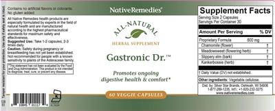Native Remedies Gastronic Dr. source label used in the packaging illustration
