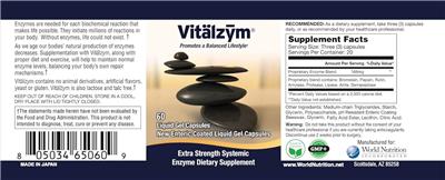 World Nutrition Vitalzym source label used in the packaging illustration