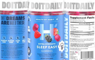 Health by Habit Sleep Easy Gummies Mixed Berry Flavor source label used in the packaging illustration