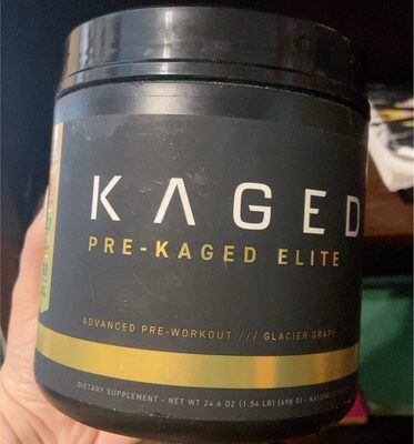Kaged Pre-Kaged Elite Glacier Grape source label used in the packaging illustration