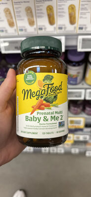 MegaFood Baby & Me 2 Prenatal Multi source label used in the packaging illustration