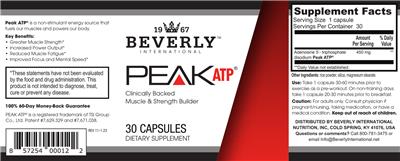 Beverly International Peak ATP source label used in the packaging illustration