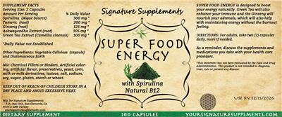 Signature Supplements Super Food Energy product packaging