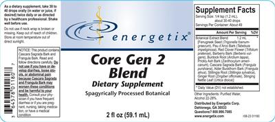 Energetix Core Gen 2 Blend source label used in the packaging illustration