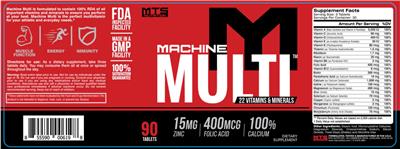 MTS Nutrition Machine Multi source label used in the packaging illustration