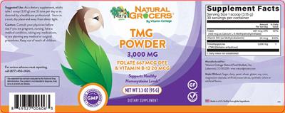 Natural Grocers by Vitamin Cottage TMG Powder 3000 mg product packaging