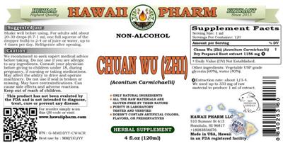Hawaii Pharm Chuan Wu (Zhi) Non-Alcohol product packaging