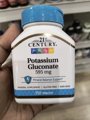 21st Century Potassium Gluconate 595 mg source label used in the packaging illustration