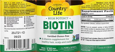 Country Life High Potency Biotin 10 mg product packaging