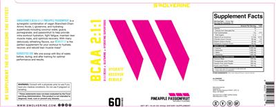 Swolverine BCAA 2:1:1 Pineapple Passionfruit source label used in the packaging illustration