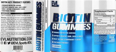 Evlution Nutrition Biotin Gummies Strawberry Flavor source label used in the packaging illustration
