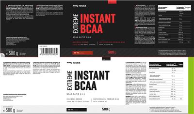 Body Attack Sports Nutrition Extreme Instant BCAA Ice Tea Flavour source label used in the packaging illustration