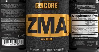 5% Core ZMA with Boron source label used in the packaging illustration