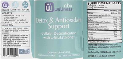 NBX Wellness Detox & Antioxidant Support source label used in the packaging illustration