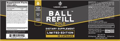 Vigor Labs Ball Refill Gold source label used in the packaging illustration